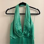Liv Foster Foiled Satin Green Halter Dress 6 Photo 3