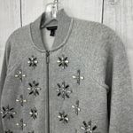 Banana Republic XS Gray Sweater Jacket Full Zip Up Beaded Terry Lining Photo 2