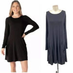 Betabrand Sweatshirt Long Sleeve Dress in Black Jersey Size Large Photo 1