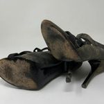 Elizabeth and James Leather Stretch Panel Open Toe Stiletto Sandals High Heels Photo 4