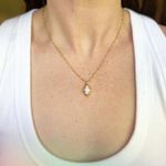 Handmade Gold Plated Chunky Gold Nugget with Oval Cubic Zirconium Pendant Necklace Photo 1