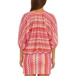Trina Turk Swim Cover Mini Dress Blouson Sheer Chevron Stripe Pink Orange L-XL Photo 1