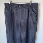 Eileen Fisher  Navy Pinstripe Wide Leg Dress Pants Size Women's Large Photo 2
