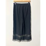Donna Karan Black Wide Leg Cropped Pants Lace Trim Elastic Waist XXS Photo 4
