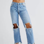 Free People  Maggie Mid Rise Straight Leg Jeans Size 25 Distressed Photo 0