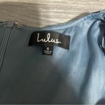 Lulus Victorious Dusty Blue Velvet Puff Sleeve Bodycon Dress; Small Photo 4