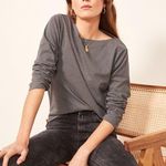 Reformation Long Sleeve Top Grey Solid Pullover Tee Small Photo 0