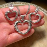 Brighton Silver Snake Chain Open Heart Crystal Necklace & Matching Earrings Photo 11