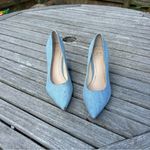 Marc Fisher ZALA BLOCK HEEL POINTY TOE PUMP - Light Blue Denim- size 5.5 Photo 2