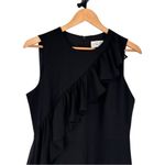 Eliza J Ruffle Front Mini Dress in Black size 6 NWT Sleeveless Crew Neck Photo 3