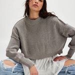 Free People Easy Street Crop Pullover, XS, Heather Grey Photo 1