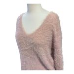 Ruby Moon Pink Soft Fuzzy V-Neck Long V-Neck Oversized Open Back Sweater Size XS Photo 5