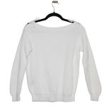 Max Mara  100% Cotton White Boatneck Knit Sweater Tie Detail Size Large Photo 3