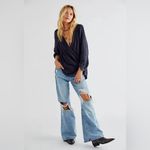 We The Free Nightdreams Slouchy Gauze Wrap Top Shirt in Washed Black Size Small Photo 1