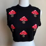 Run & Fly Mushroom Mini Crop Sweater Vest Made in England Toadstool Black Size M Photo 0