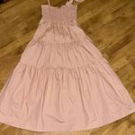 En Saison Smocked Tiered Midi Dress Tie Strap Casual Pink Size S Photo 7