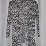 Divided Black and White Abstract Cardigan Sweater Photo 0