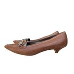 Prada  LEATHER KITTEN HEEL LOAFER PUMP BROWN SIZE 7, EURO 37.5 Photo 1