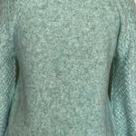 J.Crew Womens Sweater Size XS Honeycomb Balloon Sleeve Green Wool Blend Alpaca Photo 3