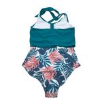 Womens Bikini Set High Rise Long Line Halter Removable Cups Palm Teal Green S Photo 1