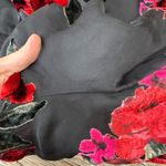 Anthropologie Ettwa Burnout Velvet Jumpsuit Black Red Floral Wide Leg small Photo 7