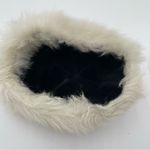 Genuine Leather & Fur Soft Warm Winter Hat Bucket Cloche Black White Photo 5