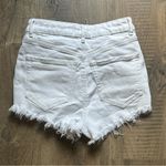 ZARA  White Jean Shorts with Frayed Hem Photo 2