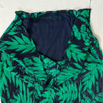 Banana Republic SL Print Pleat Tank Top XS Navy Green Tropical Leaf Print Photo 6