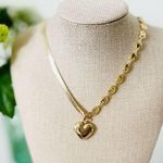 Gold Heart Pendant Mixed Chain Necklace Choker Photo 0