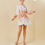 Main Strip Amy Floral Print Dress Long Sleeve Holiday Mini White Medium No Belt Photo 1