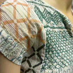 Rachel Roy  women’s Boho Peasant Top with Tassel Tie Printed Cap Sleeve Blouse XS Photo 2