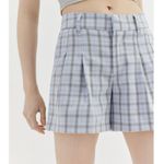 Urban Outfitters NEW! Kennedy Blue Plaid Pleated High Waisted Shorts Size S NWT Photo 3