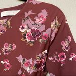 ASTR  The Label Maroon Floral Wrap Front Mini Dress Womens XS Fall Boho Ruched Photo 9