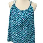 Eco Beach Blue Geometric Racerback Tankini Swimwear Top XL Photo 1