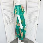 Lulus Romantic Love Floral Chiffon Ruffle Cold Shoulder Midi Dress Green XS Photo 3