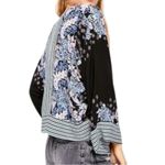 Free People  Womens Size S Black Blue Purple Mix N Match Floral Printed Top Shirt Photo 1