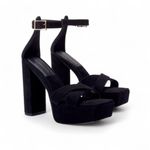 Good American Platform Block Heel Black Suede Ankle Strap Chunky Sandal 10.5 NEW Photo 2