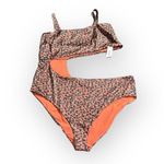 ASOS One Piece Swimsuit Womens Plus 18 Black Orange Tortoise Bandeau Cut Out NWT Photo 2