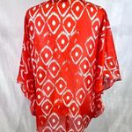 Outback Red orange and white abstract print tunic top size medium Photo 2