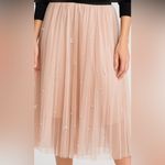 Woman’s Sadie & Love Blush Pink Pearl Tulle Midi Skirt – Size Small Black Photo 1