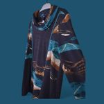 Ali Miles Sweater Women L Embroidered Colorblock Cowl Neck Oversized Tunic Art Black Size L Photo 2