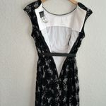 Alex Evenings Black Embellished Goth Cocktail Dress Wedding Ribbon Lace 3D Rose Photo 5