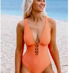 Cupshe  Coral Plunging O-Ring Cutout One Piece Swimsuit NWT Photo 8