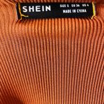 SheIn Crop Top Womens SMALL Rust Orange Ribbed Tie Front V-Neck Long Sleeve Photo 2