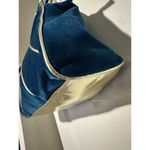 Vintage Blue Suede Purse Gold chain Shoulder Photo 2