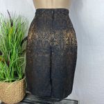 Vertigo Paris Vertigo Brown & Black Brocade Print Knee Length Skirt 42 6 Photo 1