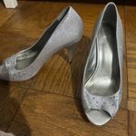 Style & Co . Silver Sparkle Peep-Toe Heels Photo 1