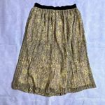 American Rag Stretchy Waist Yellow Floral Pleated Retro Midi Skirt Sz SM Photo 5