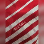 Bill Blass  Red and White Striped Silk Long Neck Scarf Photo 5