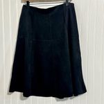 One 5 One Women's Skirt Medium Black Faux Suede A-Line Midi Paneled Stretch Photo 1